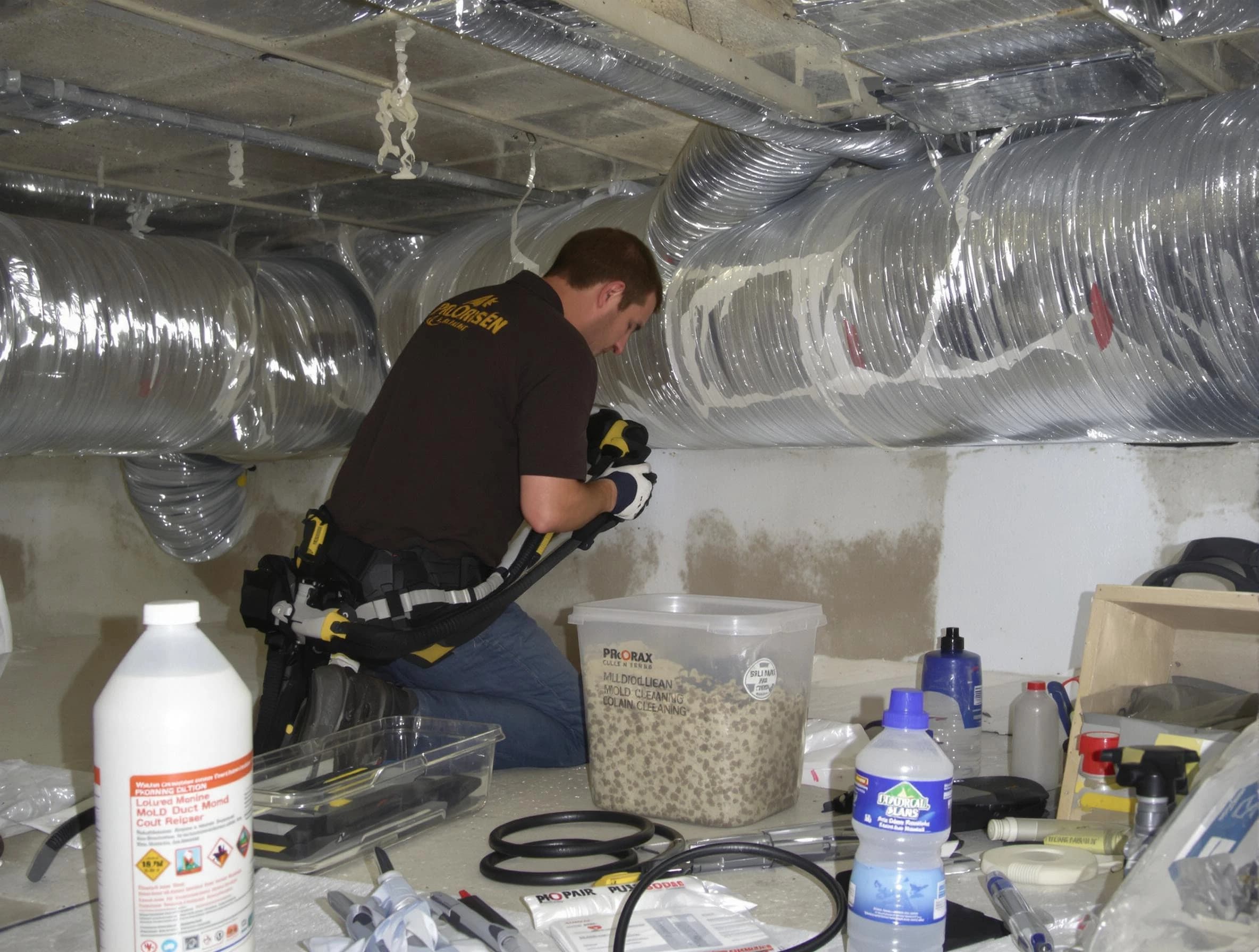 Sugar Hill Air Duct Cleaning specialist performing professional mold removal from air ducts in Sugar Hill