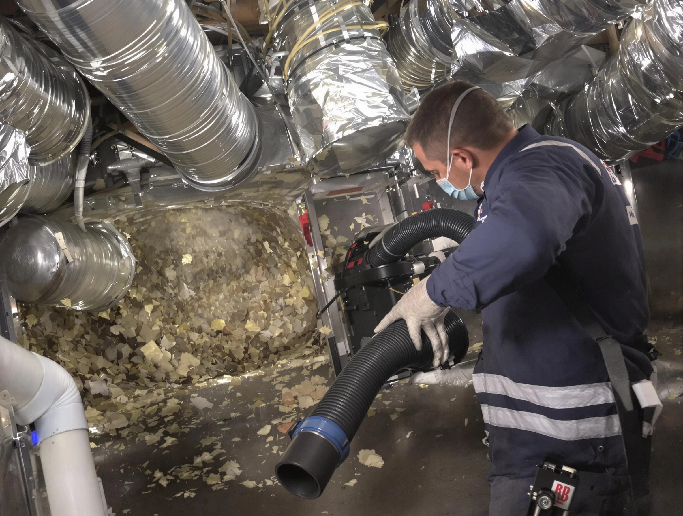 Sugar Hill Air Duct Cleaning specialist operating negative pressure cleaning equipment for thorough duct maintenance in Sugar Hill